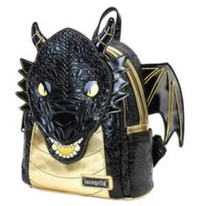 Loungefly Black & Gold Dragon Backpack NWT